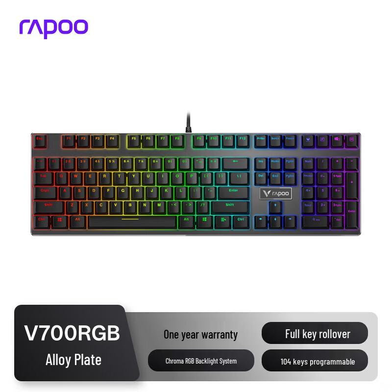 Rapoo V700RGB Alloy Edition Wired Mechanical Gaming Keyboard
Rapoo V700RGB Alloy Edition Wired Mechanical Gaming Keyboard