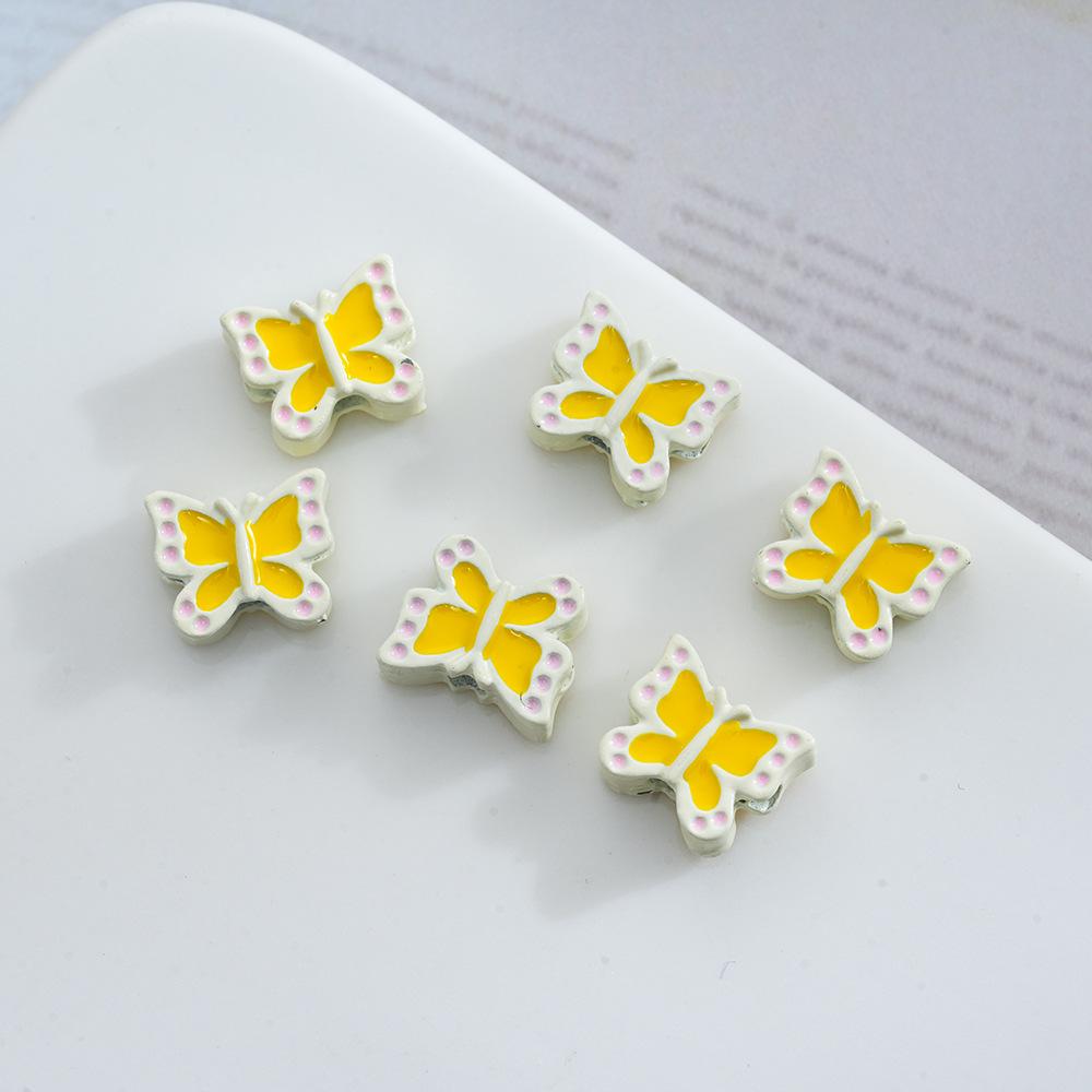 Цветная эмаль Сплав Капающее масло Четырехдырочный Разделитель-бусина в виде бабочки Сделай сам Веревочка для мобильного телефона Ожерелье Разделитель-бусина Сплав Ювелирные аксессуары 5 pieces