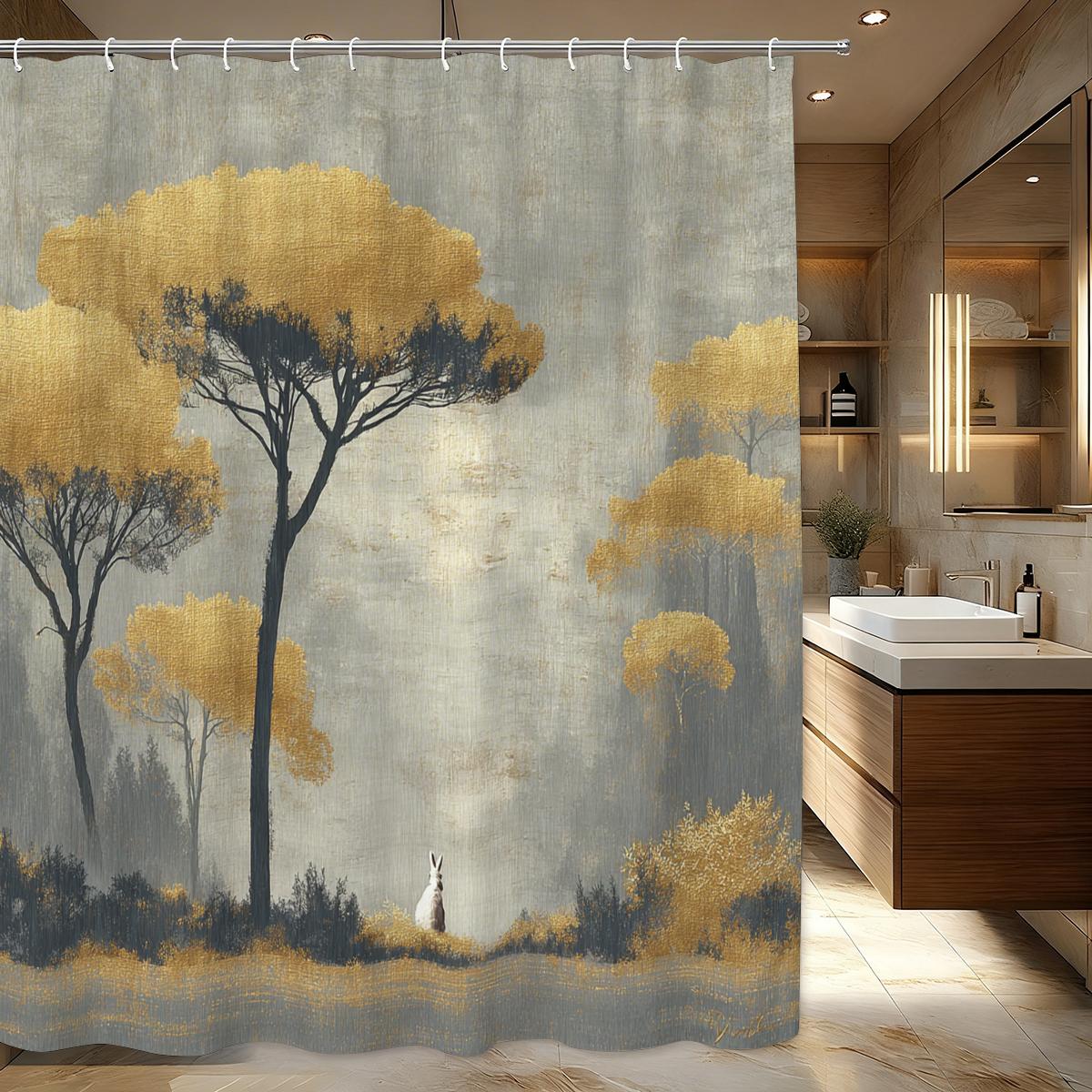 Vibrant Autumn Tall Trees Pattern Polyester Shower Curtain - Rabbit Style Bathroom Decor Fabric Bathtub Curtain Bath Curtains W60H190(CM)-1 Pcs
Vibrant Autumn Tall Trees Pattern Polyester Shower Curtain - Rabbit Style Bathroom Decor Fabric Bathtub Curtain Bath Curtains W60H190(CM)-1 Pcs
