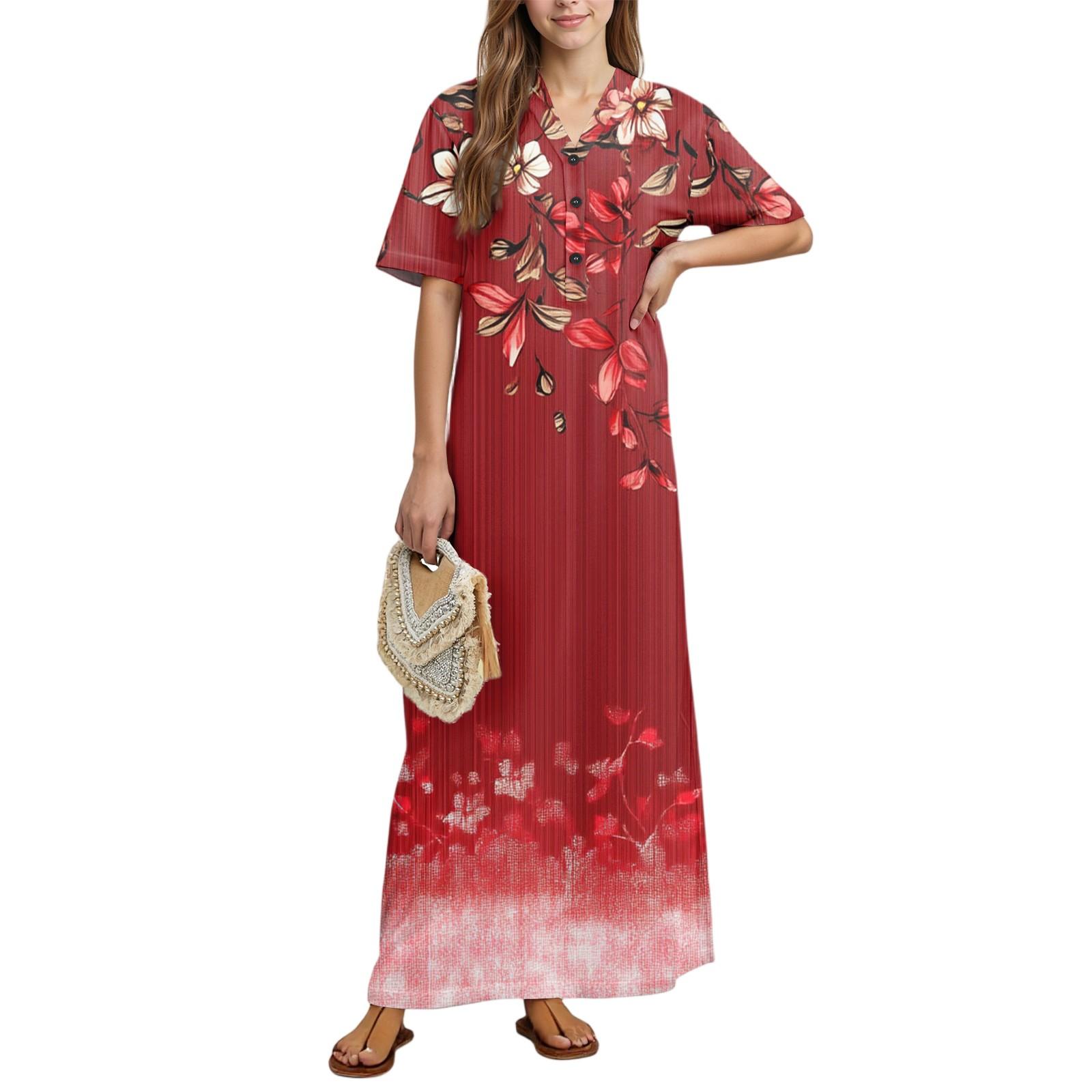 Women s Fashion Printed Nightgown Home Clothes Short Sleeve Nightgown With Pockets Long Dress XL червоний
Women s Fashion Printed Nightgown Home Clothes Short Sleeve Nightgown With Pockets Long Dress XL червоний