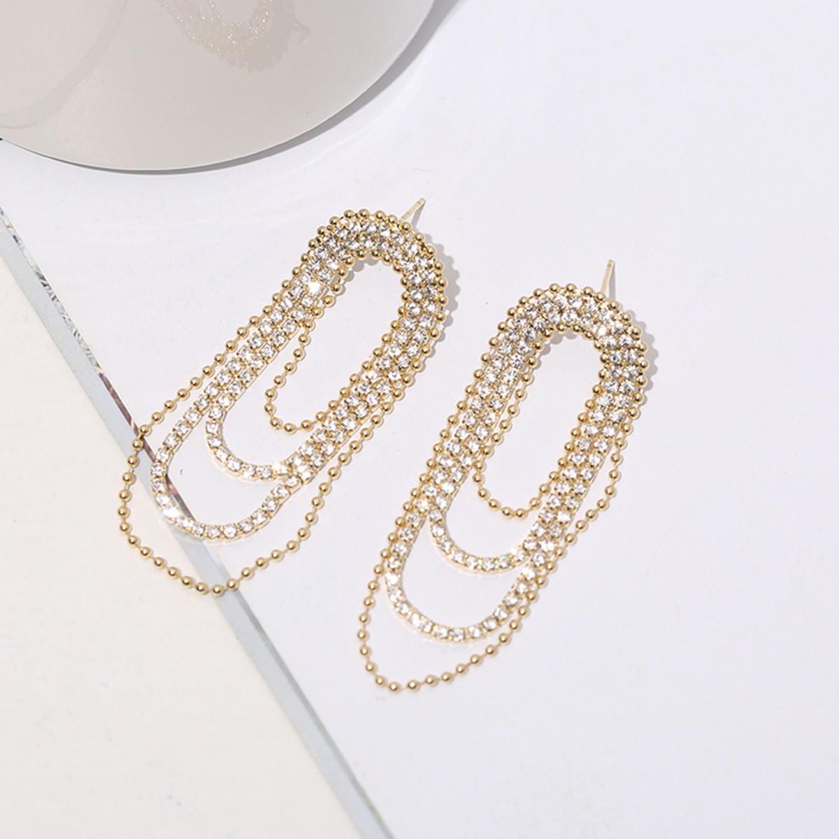 2024 Elegant Inlaid Diamond Tassel Long Earrings жёлтый 
2024 Elegant Inlaid Diamond Tassel Long Earrings жёлтый
