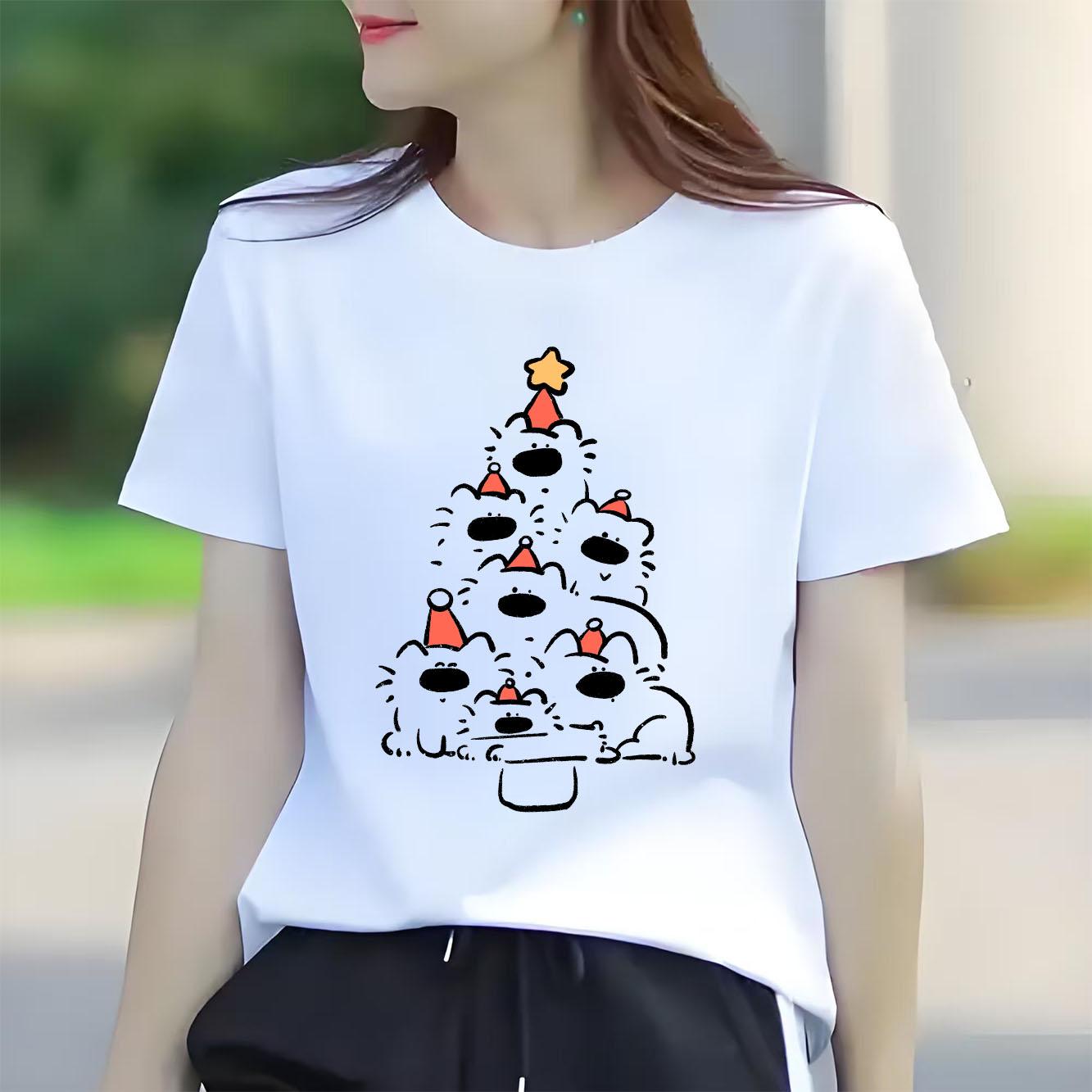 Cute puppy Christmas tree print pattern short sleeved round neck versatile Womens holiday Tshirt suitable for all seasons S
Cute puppy Christmas tree print pattern short sleeved round neck versatile Womens holiday Tshirt suitable for all seasons S