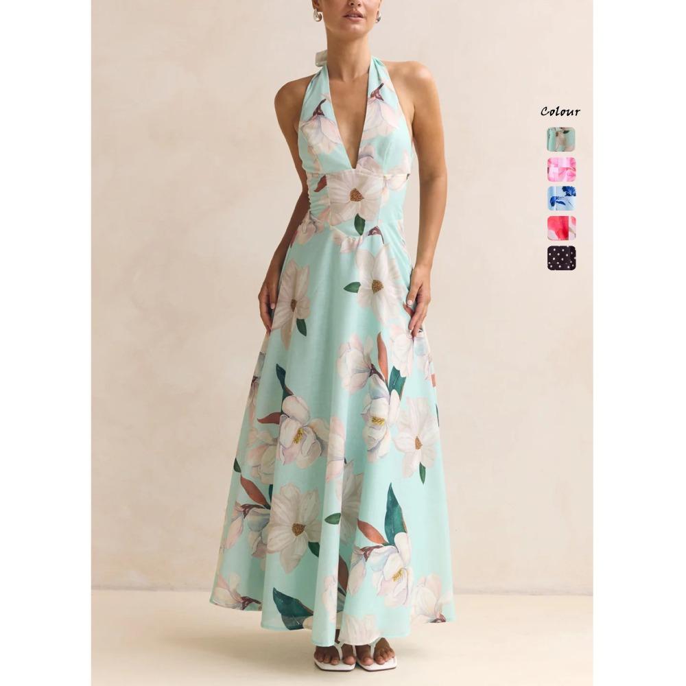 European and American Summer Printing V-neck Backless Temperament Versatile Straps Medium and Long Dress 87 XL зелений
European and American Summer Printing V-neck Backless Temperament Versatile Straps Medium and Long Dress 87 XL зелений