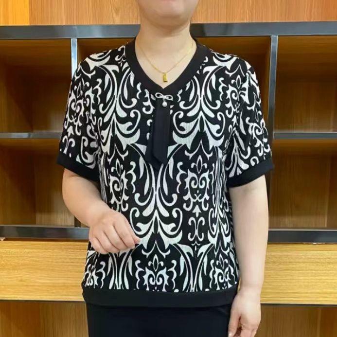 Summer top Ice silk short-sleeved T-shirt 50 years old 60 women s loose half-sleeved shirt thin 4XL
Summer top Ice silk short-sleeved T-shirt 50 years old 60 women s loose half-sleeved shirt thin 4XL