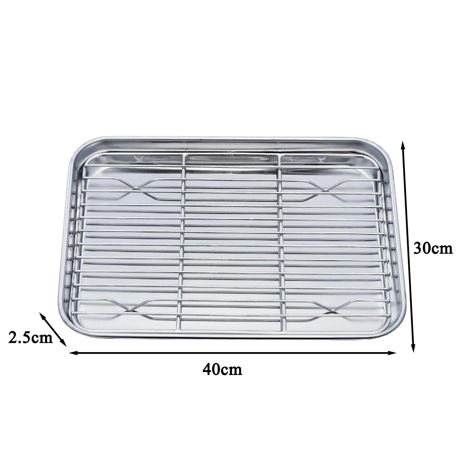 Деко для випікання зі знімною стійкою для охолодження. Лист для випікання з нержавіючої сталі, нетоксичний, використовується для духовки, деко для барбекю. Можна мити в посудомийній машині
Деко для випікання зі знімною стійкою для охолодження. Лист для випікання з нержавіючої сталі, нетоксичний, використовується для духовки, деко для барбекю. Можна мити в посудомийній машині