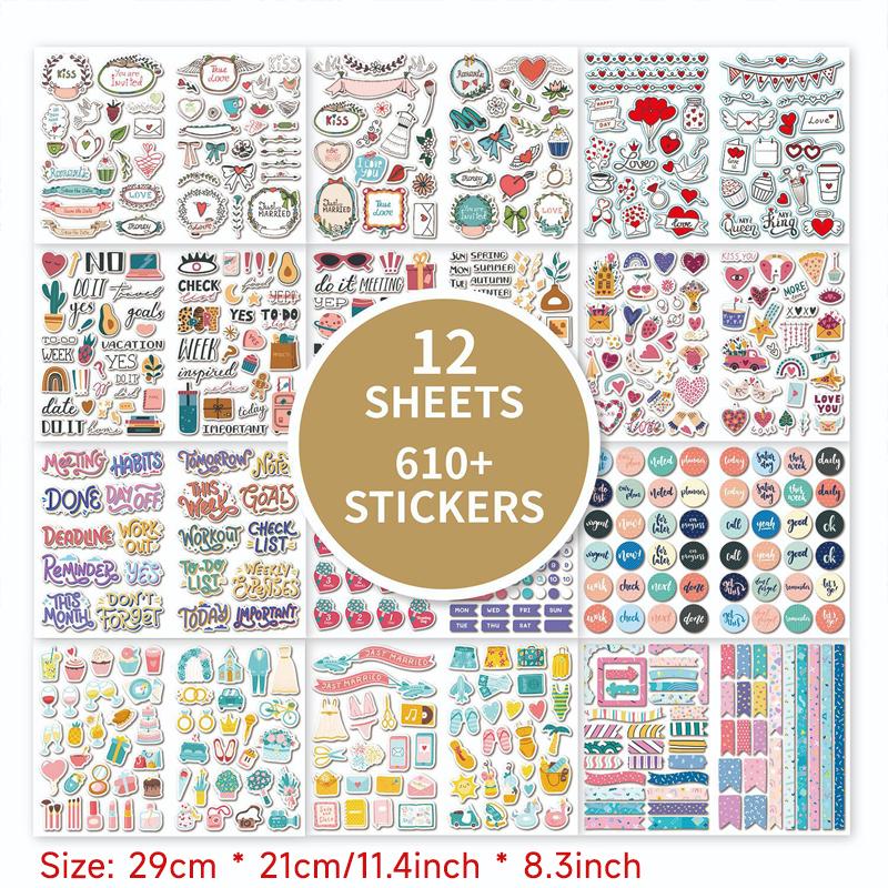 12 Sheets Deepcolor Watercolor Wedding Stickers 610+ PCS Self-Adhesive Waterproof Stickers Romantic Wedding Scrapbook Stickers
12 Sheets Deepcolor Watercolor Wedding Stickers 610+ PCS Self-Adhesive Waterproof Stickers Romantic Wedding Scrapbook Stickers
