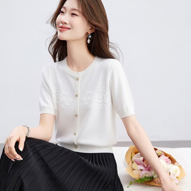 Srcr Women s Silk Blend Jacquard Knit Short Sleeve T-Shirt XL
Srcr Women s Silk Blend Jacquard Knit Short Sleeve T-Shirt XL