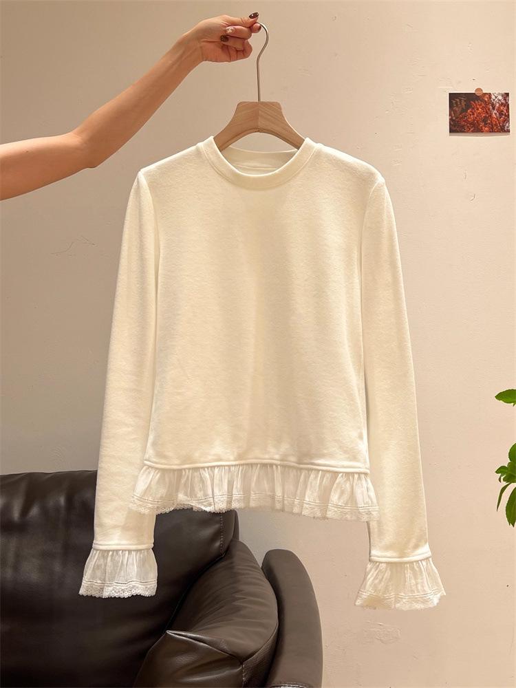 Women s Off-white Corduroy Lace Hem Long-Sleeve Tee, Korean Style, Perfect for Layering and Autumn/Winter Wear. Small брудно-білий
Women s Off-white Corduroy Lace Hem Long-Sleeve Tee, Korean Style, Perfect for Layering and Autumn/Winter Wear. Small брудно-білий