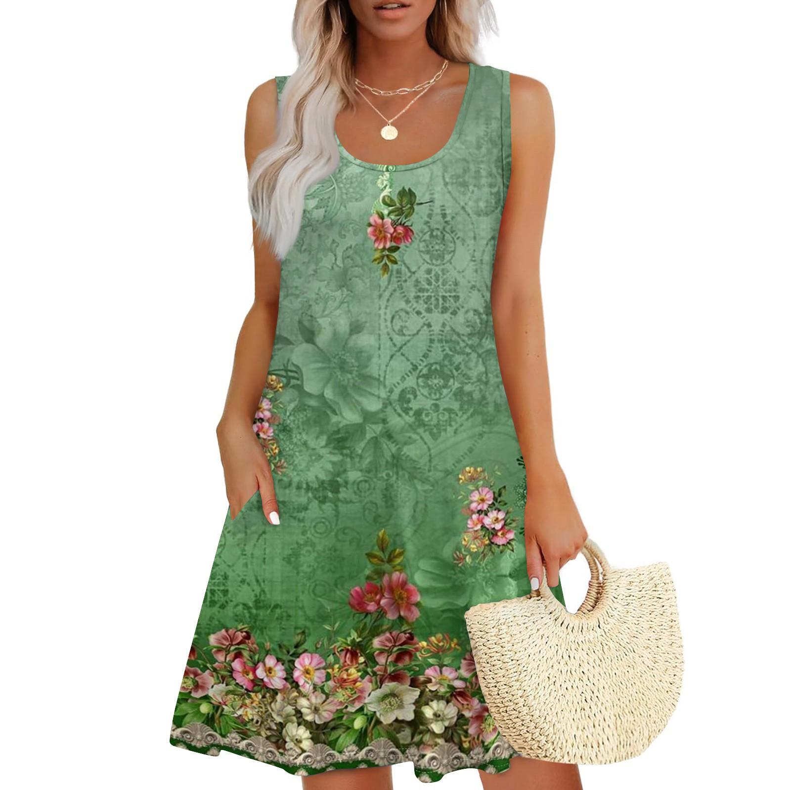 Женское летнее повседневное платье с квадратным вырезом и цветочным принтом, платье без рукавов с карманами XXL зелёный
Женское летнее повседневное платье с квадратным вырезом и цветочным принтом, платье без рукавов с карманами XXL зелёный