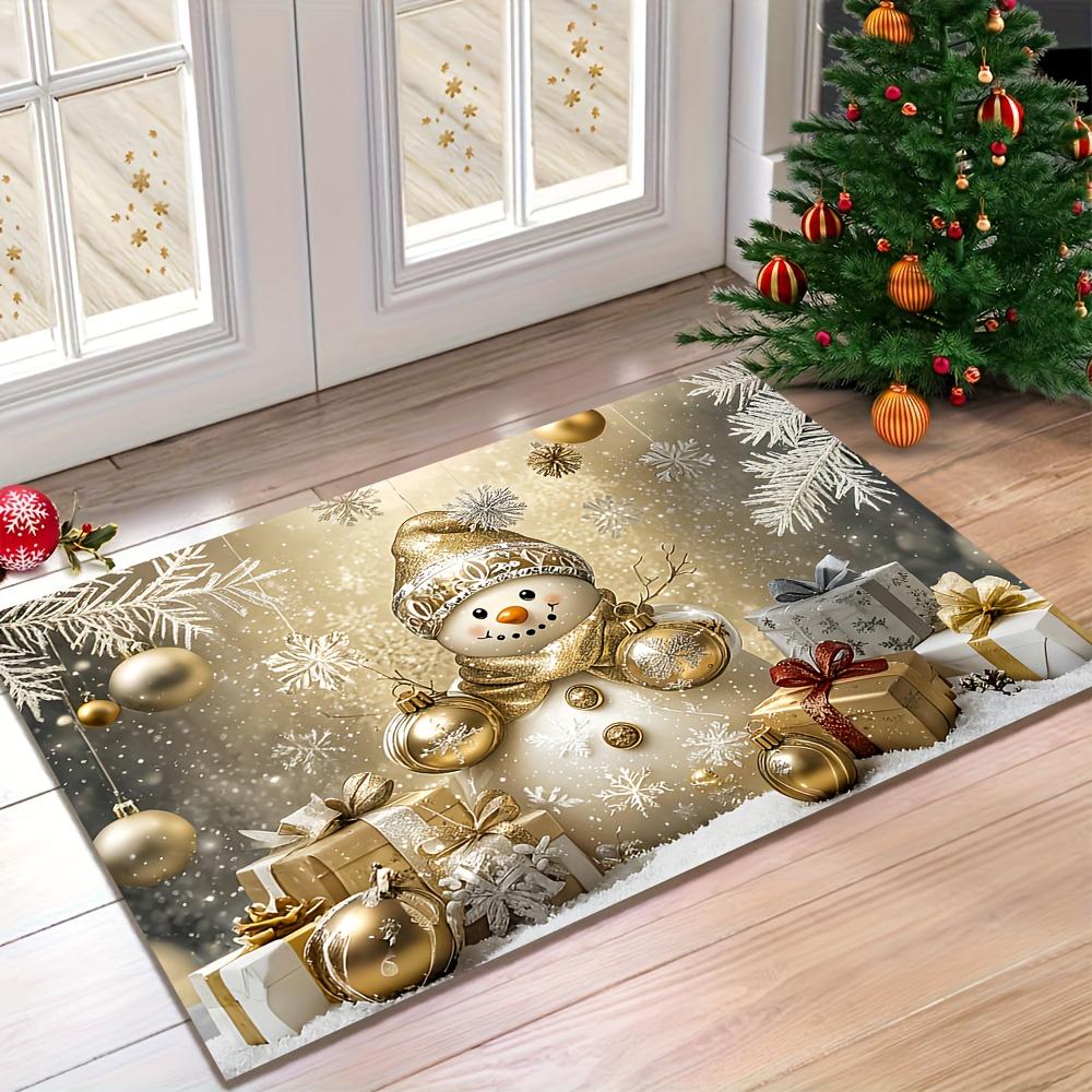 Snowman Christmas Doormat with Golden Snowflakes, Festive Gift Candy Cane Design, Machine Washable Polyester for Entryway 40x60cm
Snowman Christmas Doormat with Golden Snowflakes, Festive Gift Candy Cane Design, Machine Washable Polyester for Entryway 40x60cm