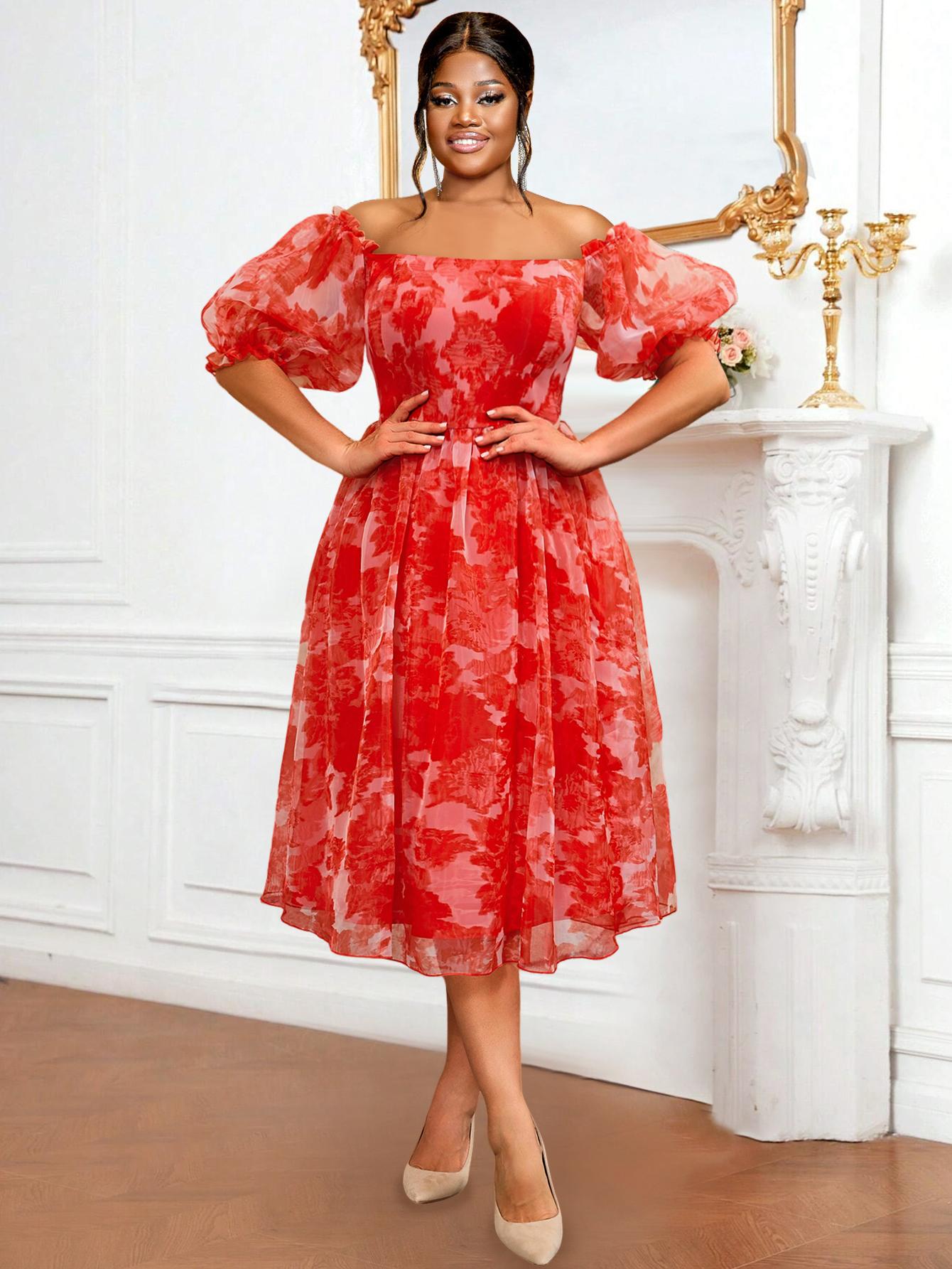 AOMEI Red Floral Off Shoulder Puff Sleeve Dress A Line Elegant Plus Size Ball Gowns Dresses for Ladies 4XL красный
AOMEI Red Floral Off Shoulder Puff Sleeve Dress A Line Elegant Plus Size Ball Gowns Dresses for Ladies 4XL красный