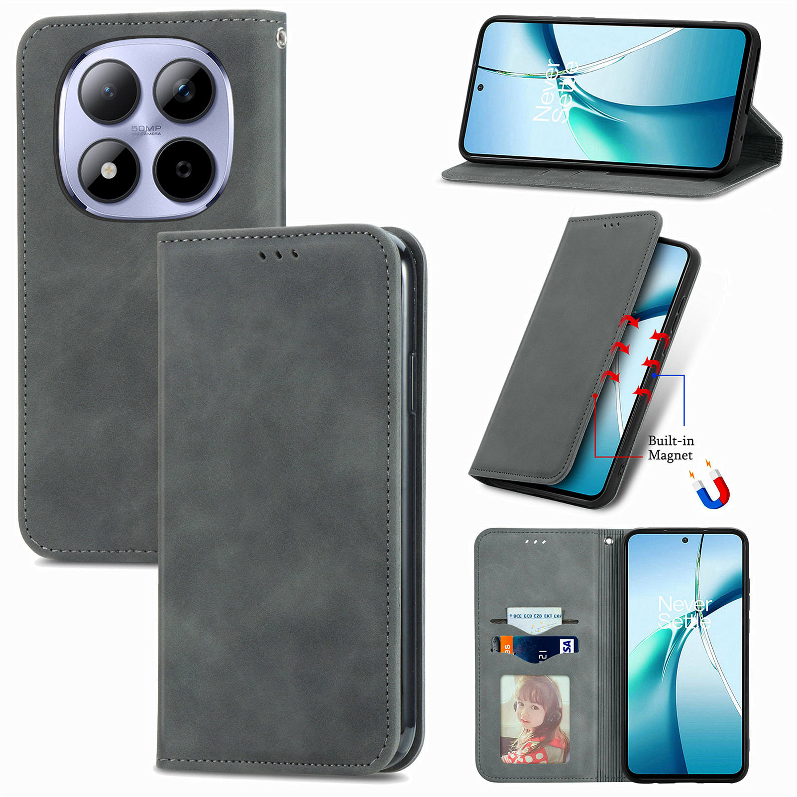 Leather Flip Magnet Case for Xiaomi Redmi Note 15 pro plus 14 Wallet Card Holder 5G 4G Smooth Book Cover Funda Redmi note 15 сірий
Leather Flip Magnet Case for Xiaomi Redmi Note 15 pro plus 14 Wallet Card Holder 5G 4G Smooth Book Cover Funda Redmi note 15 сірий