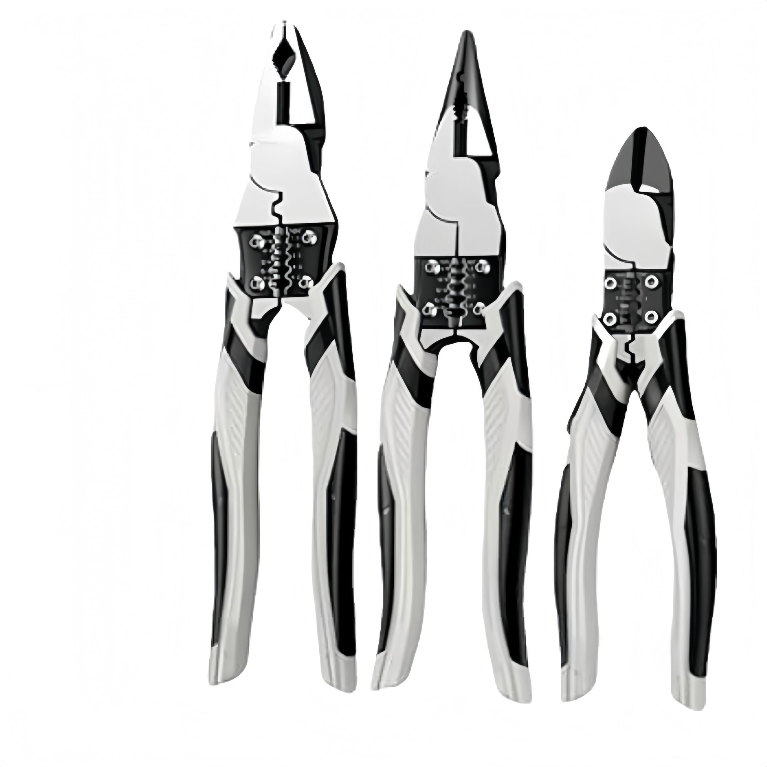 This tool pliers set includes a large pliers set with an knife that doubles as a a long nose pliers a wire pliers and a needle nose pliers three-piece чёрный
This tool pliers set includes a large pliers set with an knife that doubles as a a long nose pliers a wire pliers and a needle nose pliers three-piece чёрный