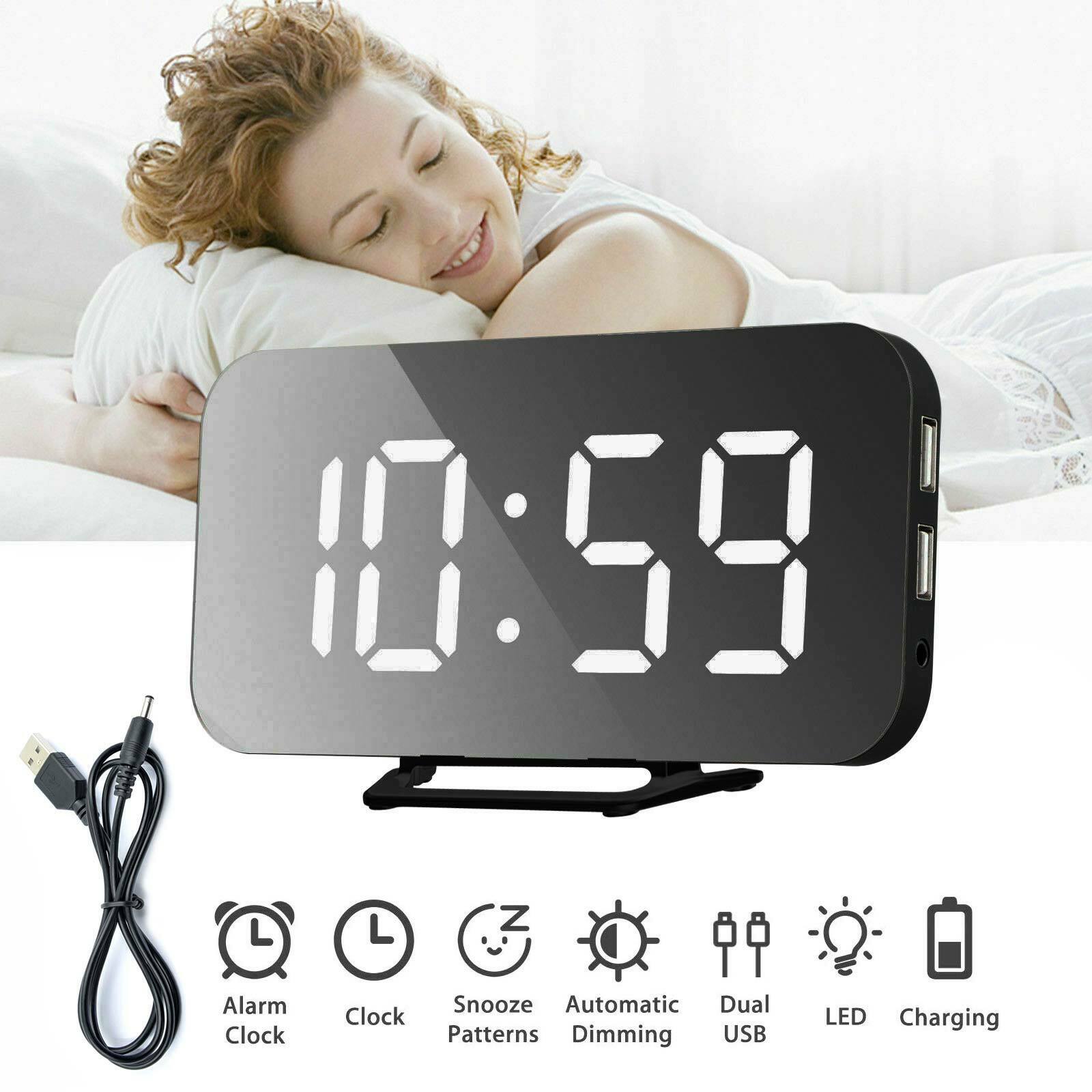 Digital Led Alarm Clock Mirror 2 Usb Charger Ports Night Light Led Clock Snooze Adjustable Brightness Clocks Black and white#0
Digital Led Alarm Clock Mirror 2 Usb Charger Ports Night Light Led Clock Snooze Adjustable Brightness Clocks Black and white#0