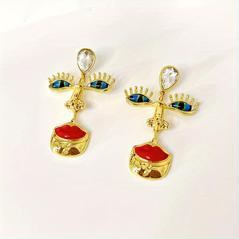 Vintage Glamour Face Pendant Necklace - Exquisite Alloy Jewelry with Synthetic Gems, Quirky Eye and Lips Design, No Plating, Hypoallergenic, Nickel-Fr Earrings
Vintage Glamour Face Pendant Necklace - Exquisite Alloy Jewelry with Synthetic Gems, Quirky Eye and Lips Design, No Plating, Hypoallergenic, Nickel-Fr Earrings