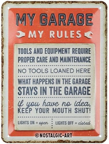 NostalgicArt Retro tin sign My Garage My Rules Gift idea for craftsman made of metal vintage designaluminum 20x30cm(7.8x11.8inch)
NostalgicArt Retro tin sign My Garage My Rules Gift idea for craftsman made of metal vintage designaluminum 20x30cm(7.8x11.8inch)