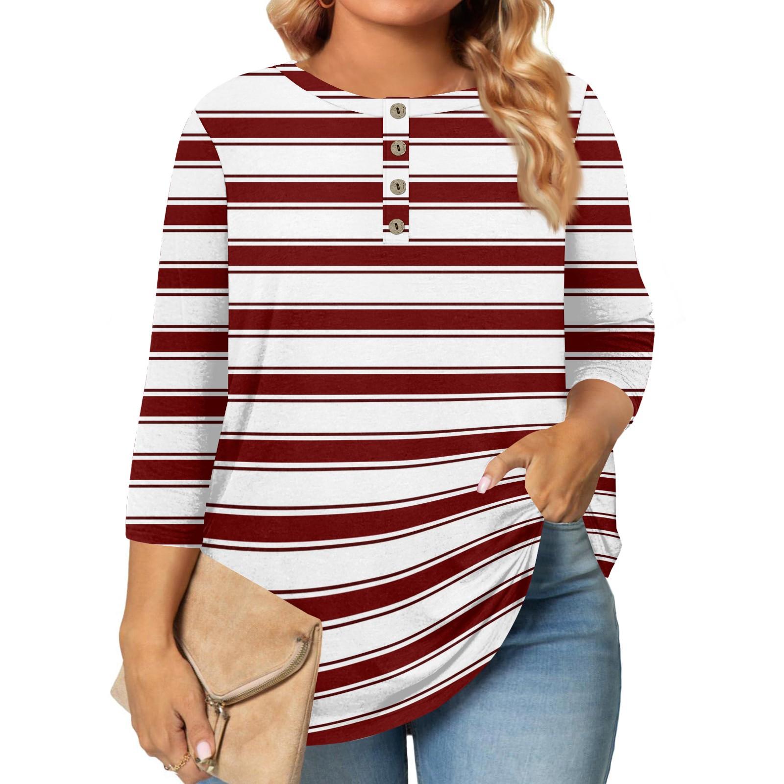 Women s Large Size Print 3/4 Sleeve Button Collar Top T-Shirt Bottoming Shirt L винний
Women s Large Size Print 3/4 Sleeve Button Collar Top T-Shirt Bottoming Shirt L винний