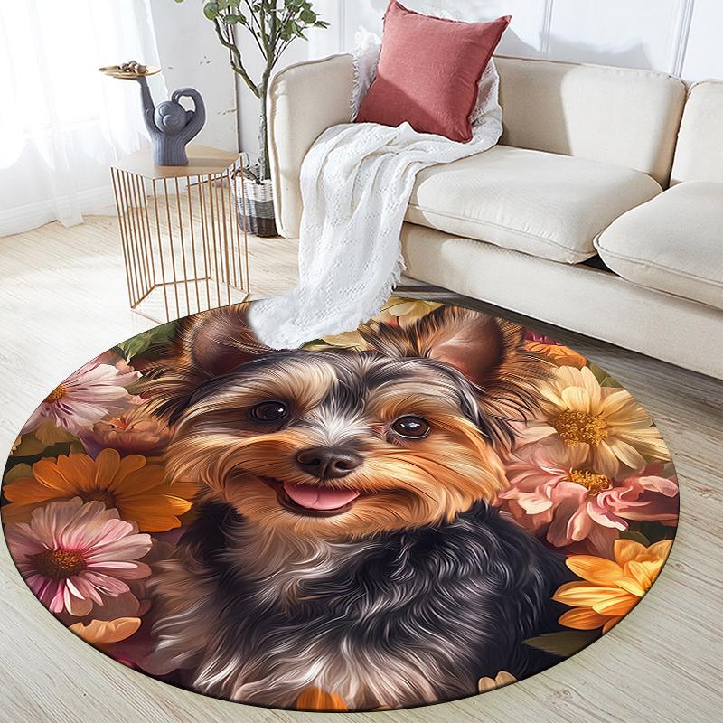 Yorkshire Terrier and Fresh Flowers pattern round rug,Carpet Rug for Living Room Bedroom Playroom Decor,Non-slip Floor Mat,Holiday Gifts. 80cmx80cm
Yorkshire Terrier and Fresh Flowers pattern round rug,Carpet Rug for Living Room Bedroom Playroom Decor,Non-slip Floor Mat,Holiday Gifts. 80cmx80cm