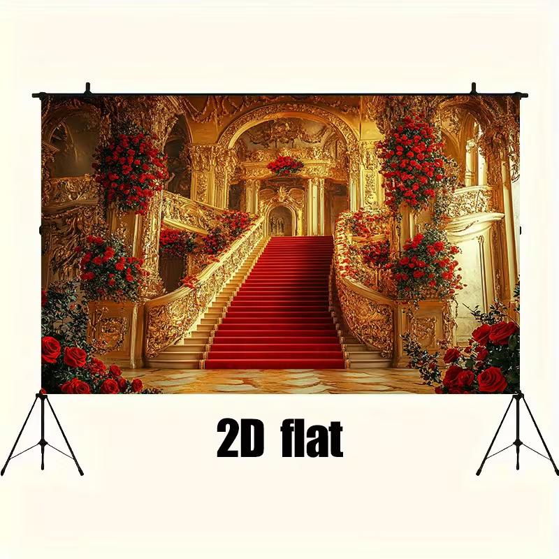 2D Ornate Gold Palace Staircase Backdrop, Red Carpet & Rose Background Cloth for Wedding & Party 47.2x31.5inch/120*80cm
2D Ornate Gold Palace Staircase Backdrop, Red Carpet & Rose Background Cloth for Wedding & Party 47.2x31.5inch/120*80cm