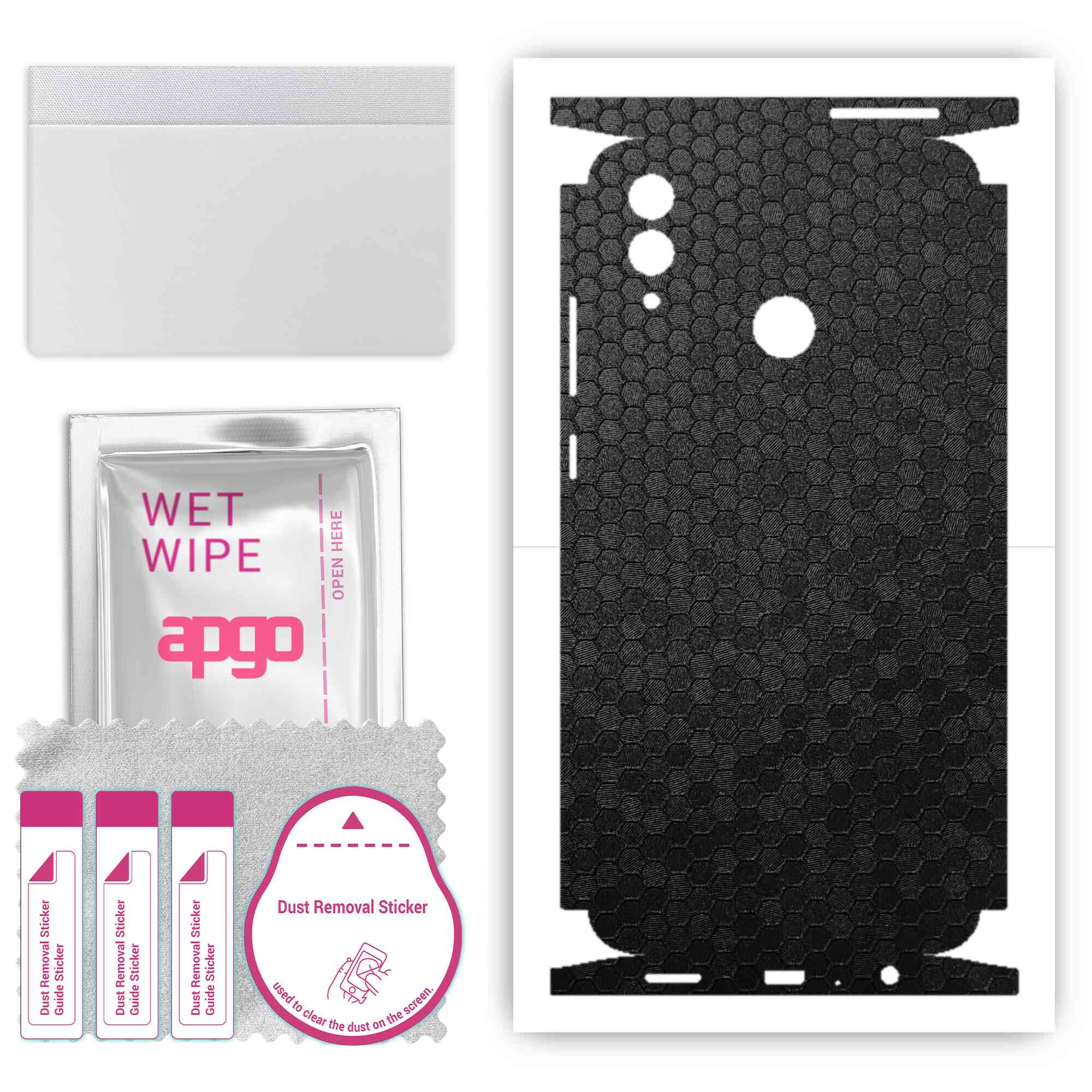 Apgo Protective Skin Sticker for the back+sides compatible with Honor 10 Lite, Full Wrap Film, Foil, Vinyl - Pattern Black Honeycomb
Apgo Protective Skin Sticker for the back+sides compatible with Honor 10 Lite, Full Wrap Film, Foil, Vinyl - Pattern Black Honeycomb