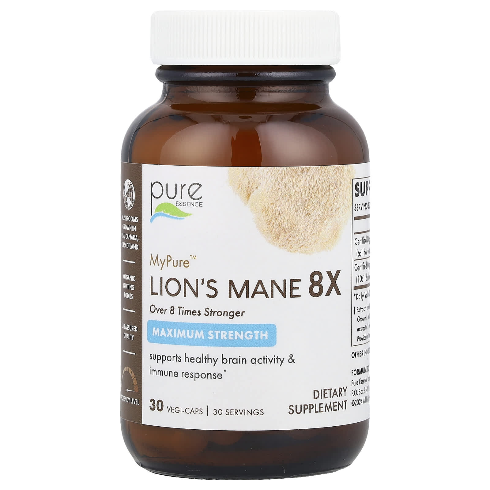 Pure Essence, MyPure™, Helical Mane Mushroom 8X, максимальна сила, 30 вегетаріанських капсул
Pure Essence, MyPure™, Helical Mane Mushroom 8X, максимальна сила, 30 вегетаріанських капсул