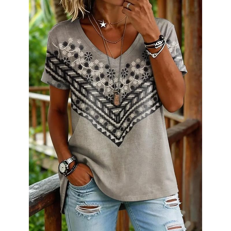 Women s Vintage Classic V Neck Short Sleeve T-Shirt Geometry Graphic Print Casual Regular Tops Daily Going Out Wear for Summer XL
Women s Vintage Classic V Neck Short Sleeve T-Shirt Geometry Graphic Print Casual Regular Tops Daily Going Out Wear for Summer XL