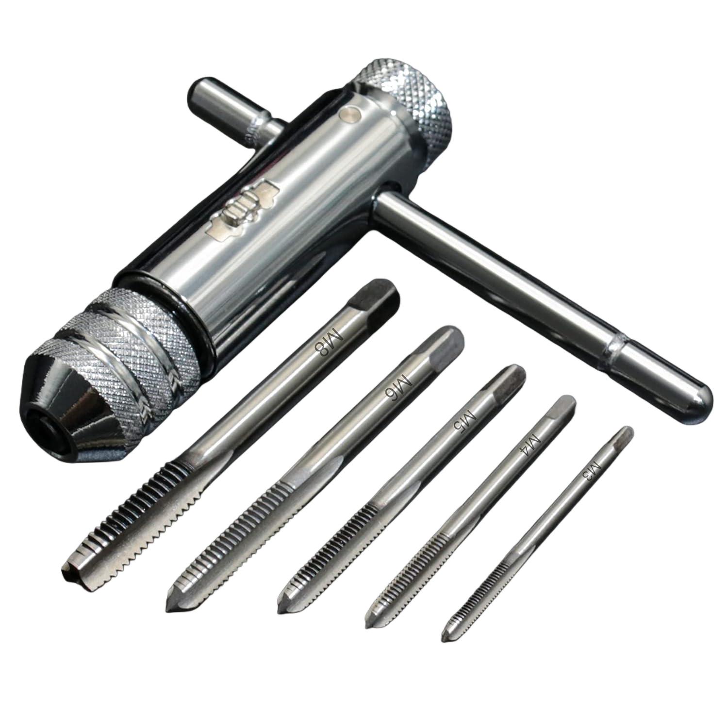 Трещотка Т-образная рукоятка метчикодержатель + 5 шт. M3 M4 M5 M6 M8 Набор метчиков для метрической резьбы Ручной метчик Сверло
