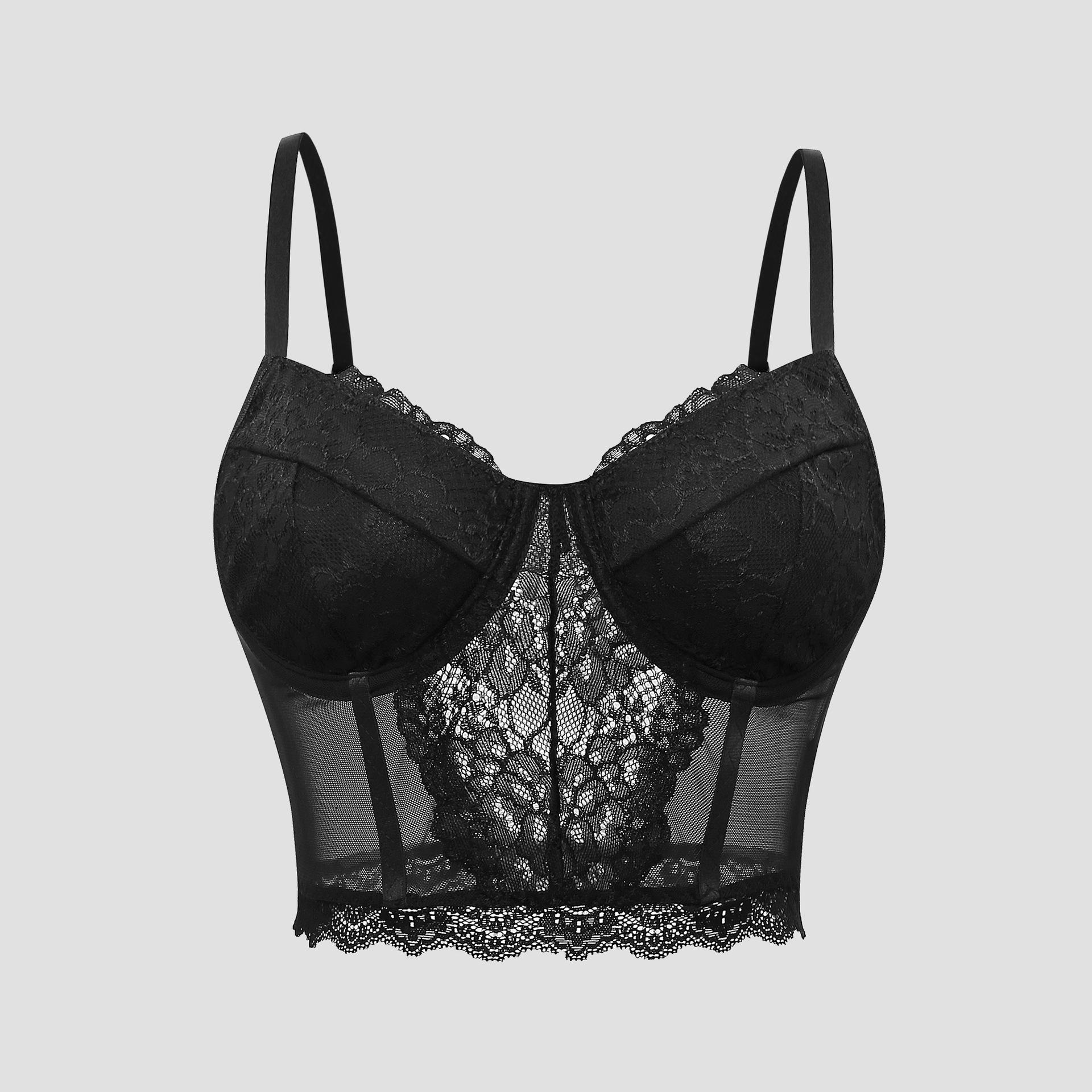 Lace Trim Mesh Cami Corset Top S чорний
Lace Trim Mesh Cami Corset Top S чорний
