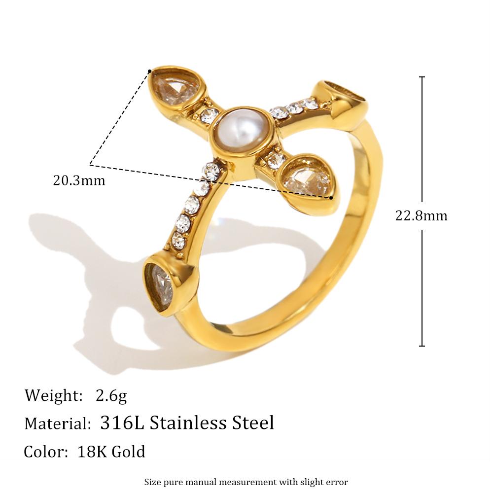 MamacitaSlay 316L Stainless Steel Vintage Cross Pearl Zircon Ring 18K Gold Plated Waterproof Jewelry For Women Everyday Wear 7
MamacitaSlay 316L Stainless Steel Vintage Cross Pearl Zircon Ring 18K Gold Plated Waterproof Jewelry For Women Everyday Wear 7