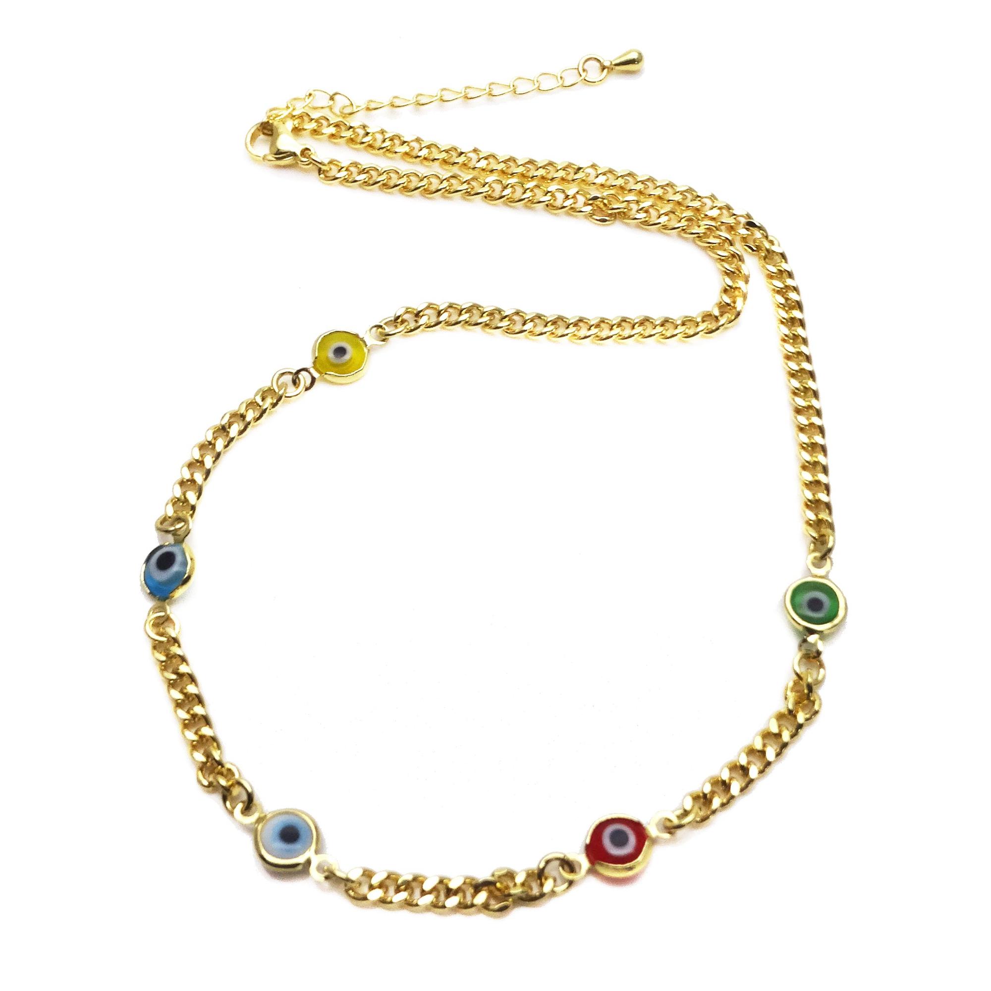 Грубая золотая кубинская цепочка, женское ожерелье, ожерелье Space Magic Eye, ожерелье с цирконом, в панк-стиле, со швами 40cm