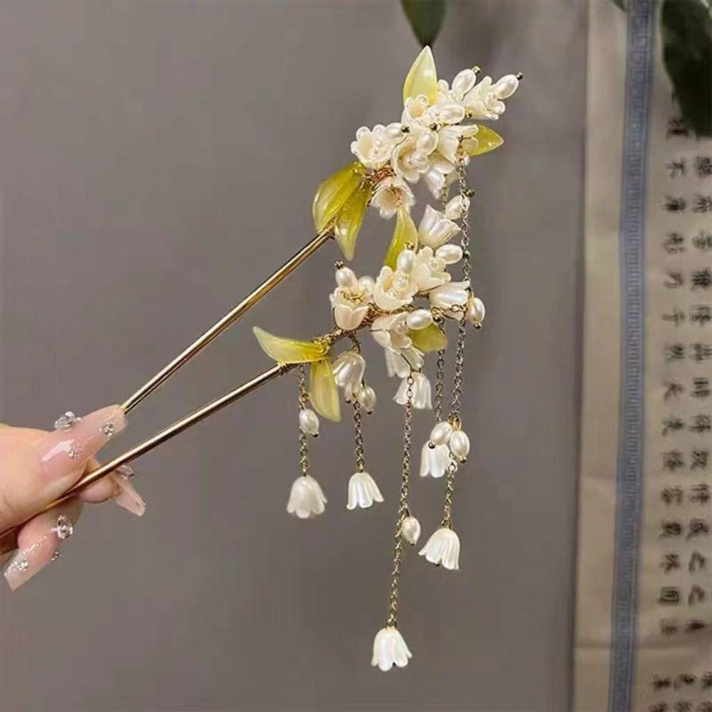 Exquisite Convallaria Hairstick Step Shake Bell Orchid Pearl Hairpin Flower Stick Hairstick Hanfu
Exquisite Convallaria Hairstick Step Shake Bell Orchid Pearl Hairpin Flower Stick Hairstick Hanfu