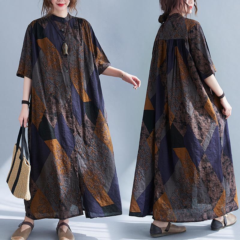 Block Pattern Slim-Fit Button-Up Cardigan Dress Plus Size Free Size
Block Pattern Slim-Fit Button-Up Cardigan Dress Plus Size Free Size