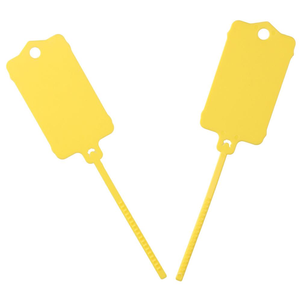 100 шт., полипропиленовые идентификационные бирки с именем, желтые с ремешком, многоразовые бирки для офиса