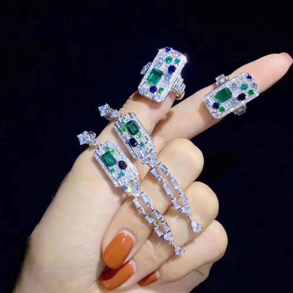 Jewelry Set ArtDeco Style Emerald Earrings Edwardian Vintage Dangle Earrings for Women
Jewelry Set ArtDeco Style Emerald Earrings Edwardian Vintage Dangle Earrings for Women