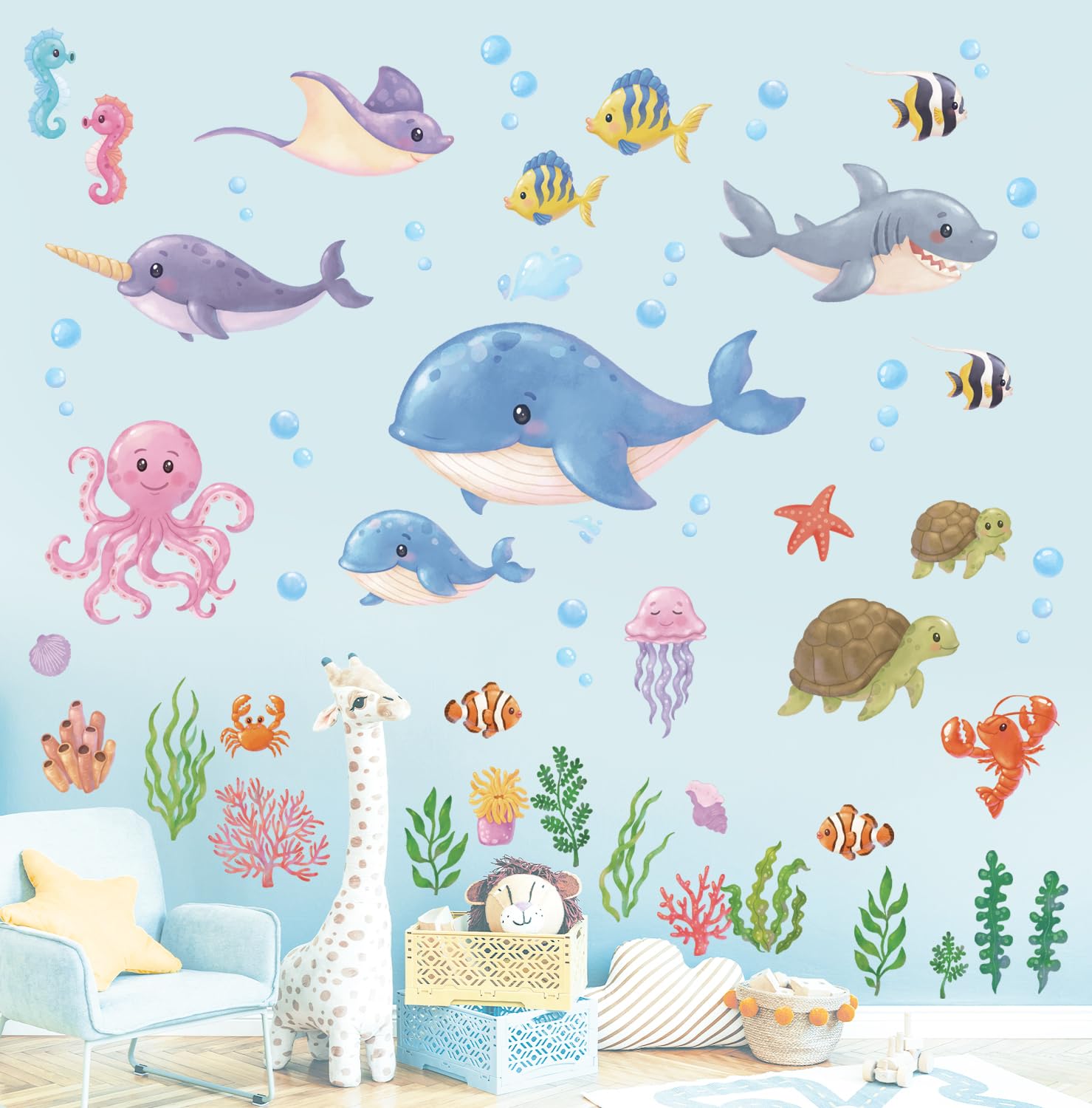 DECOWALL Under the Sea Wall Sticker Deco Whale Octopus Tropical Fish Turtle Shark Starfish Jellyfish Kindergarten Nursery Room DIY Wall Transfer
DECOWALL Under the Sea Wall Sticker Deco Whale Octopus Tropical Fish Turtle Shark Starfish Jellyfish Kindergarten Nursery Room DIY Wall Transfer