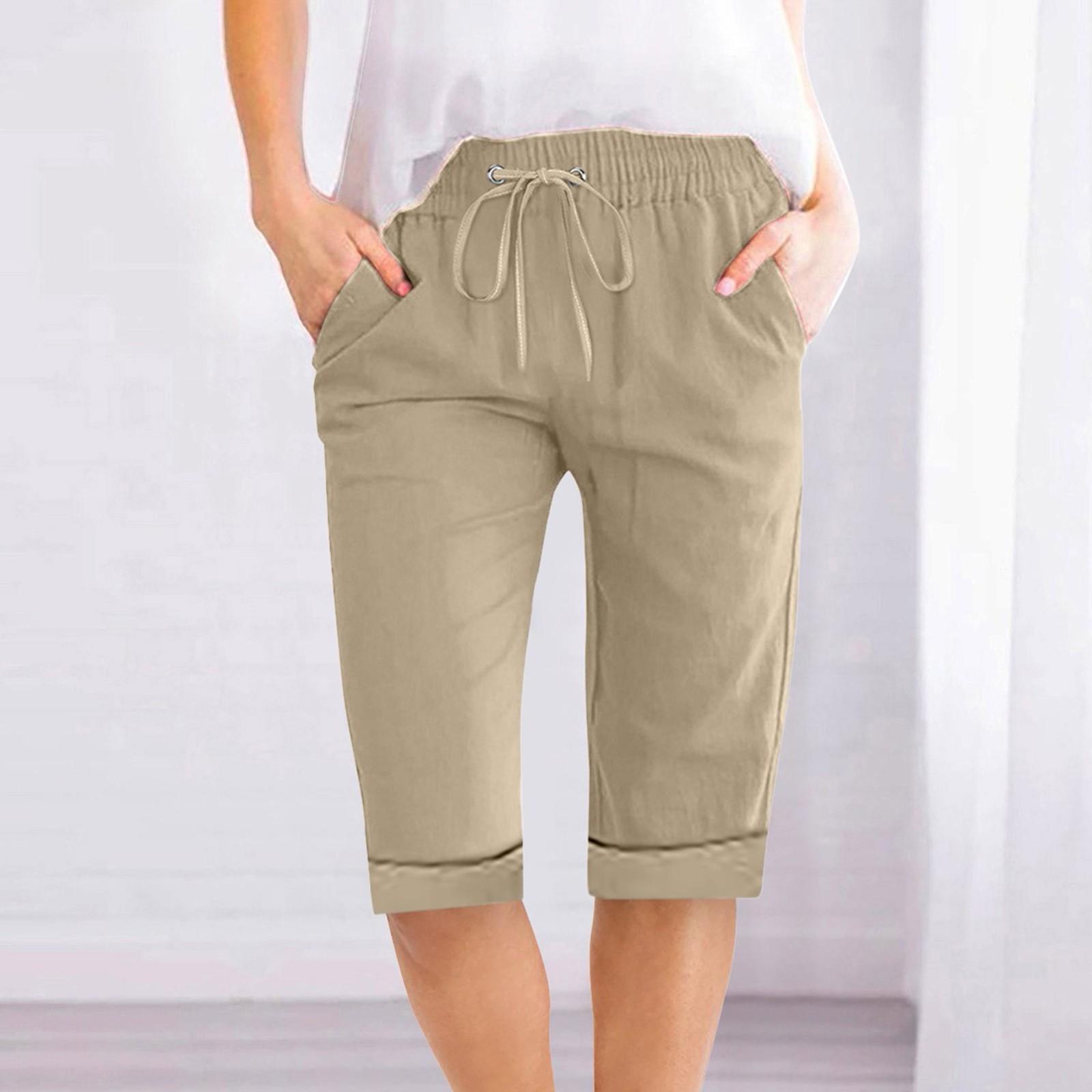 Women s Color Drawstring Cotton Linen Casual Pants Pocket Elastic Waist Home Five Piece Pants M хакі
Women s Color Drawstring Cotton Linen Casual Pants Pocket Elastic Waist Home Five Piece Pants M хакі
