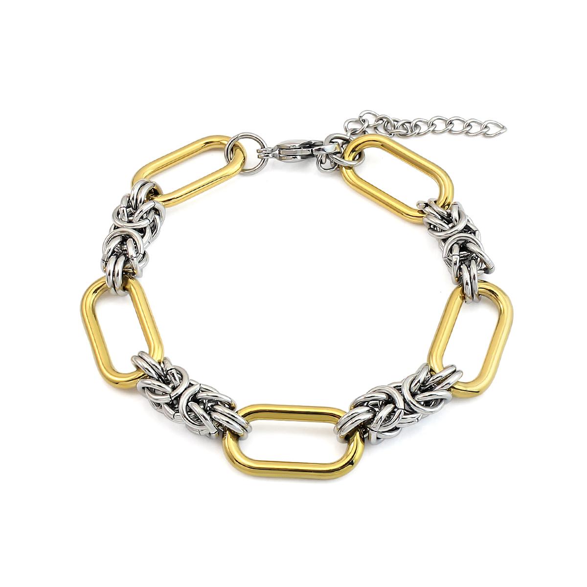 Fashion Two Tone Stainless Steel Oval Link Chain Knot Detail Waterproof Hypoallergenic Bracelet for Women
Fashion Two Tone Stainless Steel Oval Link Chain Knot Detail Waterproof Hypoallergenic Bracelet for Women