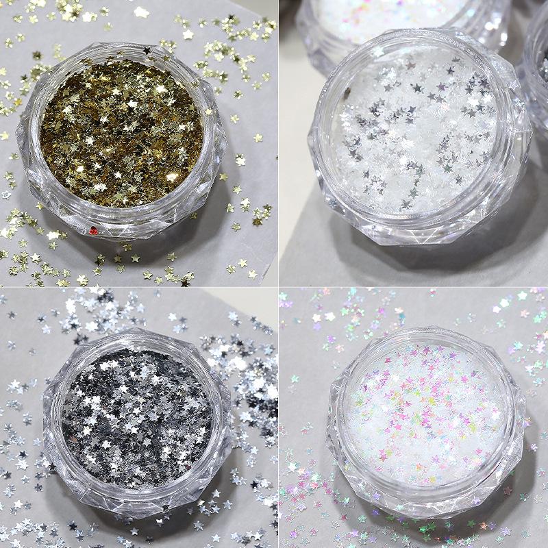 Mini Super Shiny Star Sequins 4-Color Nail Art Set - Flash Silver & Iridescent White Five-Pointed Stars
Mini Super Shiny Star Sequins 4-Color Nail Art Set - Flash Silver & Iridescent White Five-Pointed Stars