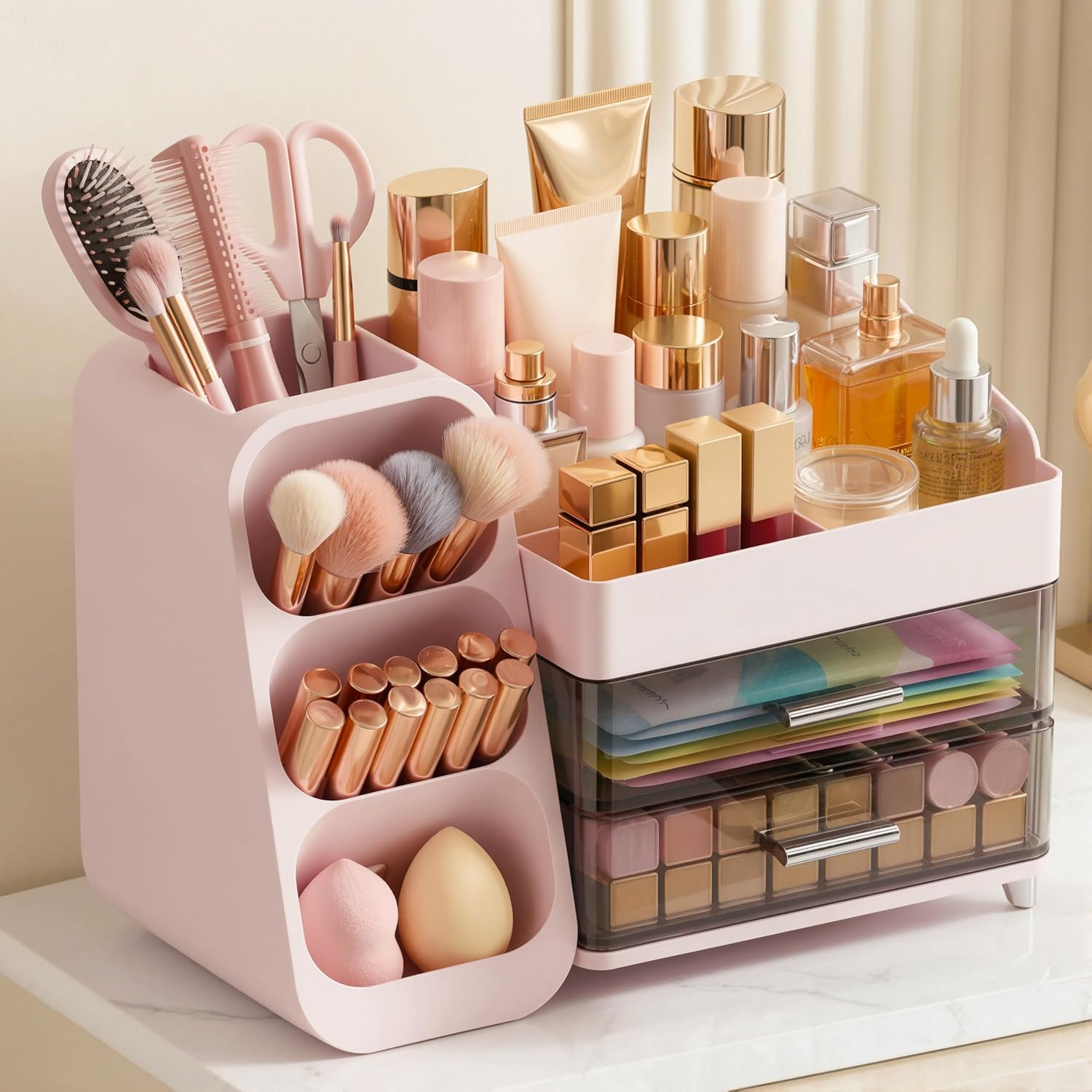 Large Capacity Makeup Organizer Countertop with Makeup Brush Holder for Vanity,Bathroom Countertop Organizer Skin Care Perfumes Storage,Teen Girl Gift рожевий
Large Capacity Makeup Organizer Countertop with Makeup Brush Holder for Vanity,Bathroom Countertop Organizer Skin Care Perfumes Storage,Teen Girl Gift рожевий