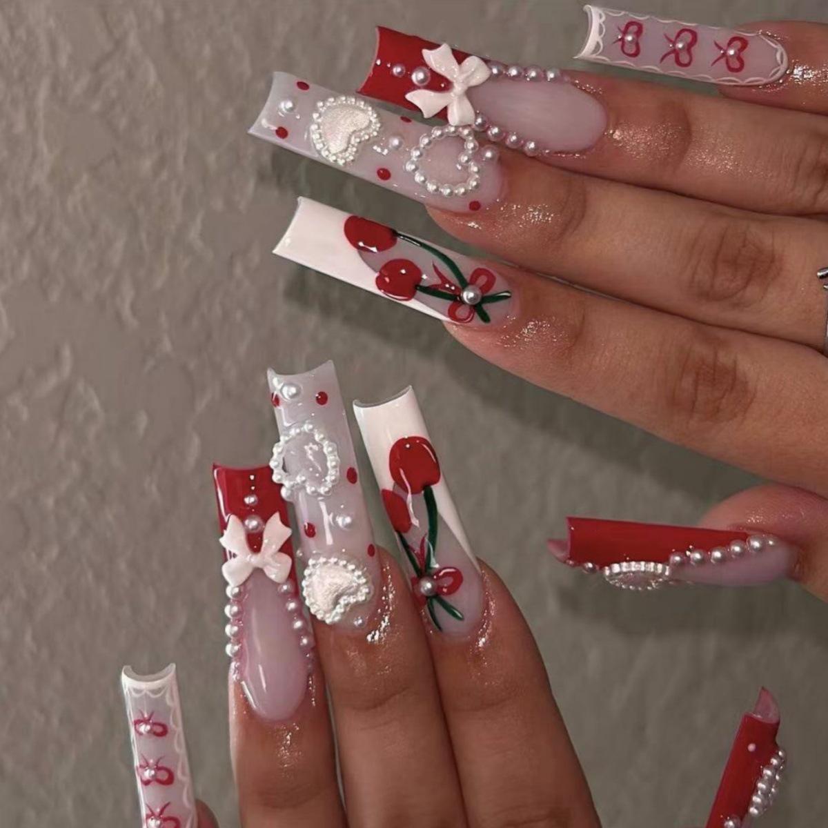 European & American Style Sweet & Cool Hot Girl Press-On Nails with Heart, Bow & Cherry French Nail Art Stickers
European & American Style Sweet & Cool Hot Girl Press-On Nails with Heart, Bow & Cherry French Nail Art Stickers