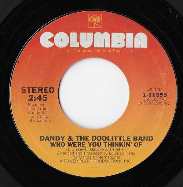 7inch Record DOOLITTLE BAND - Who Were You Thinkin Of 111355 Columbia 1980 US Rock Used
7inch Record DOOLITTLE BAND - Who Were You Thinkin Of 111355 Columbia 1980 US Rock Used