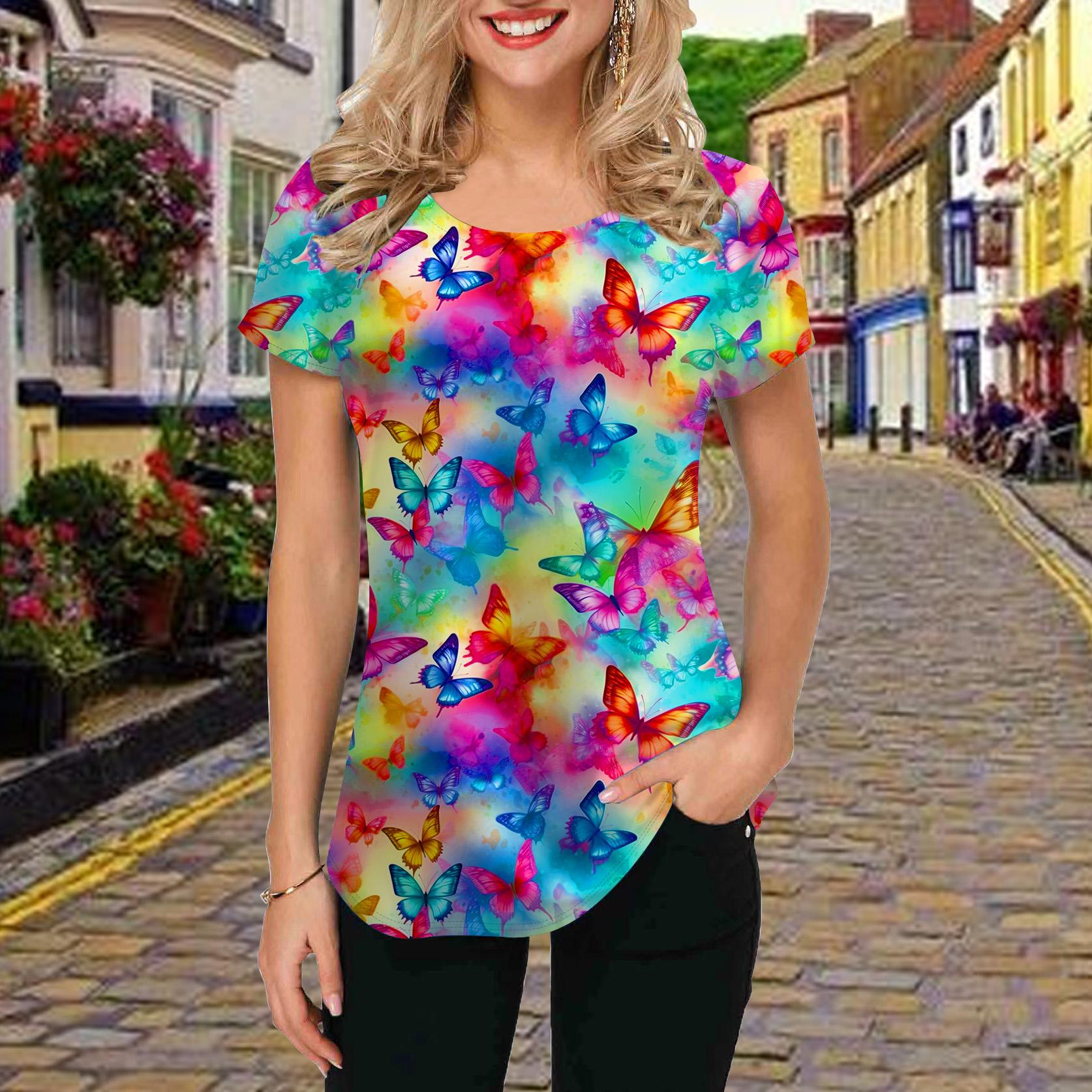 Fashion Women Rainbow Butterfly Print T Shirt Funny Casual O-neck Short Sleeves T-shirt Summer Female Tee Shirt 8XL різнокольоровий
Fashion Women Rainbow Butterfly Print T Shirt Funny Casual O-neck Short Sleeves T-shirt Summer Female Tee Shirt 8XL різнокольоровий