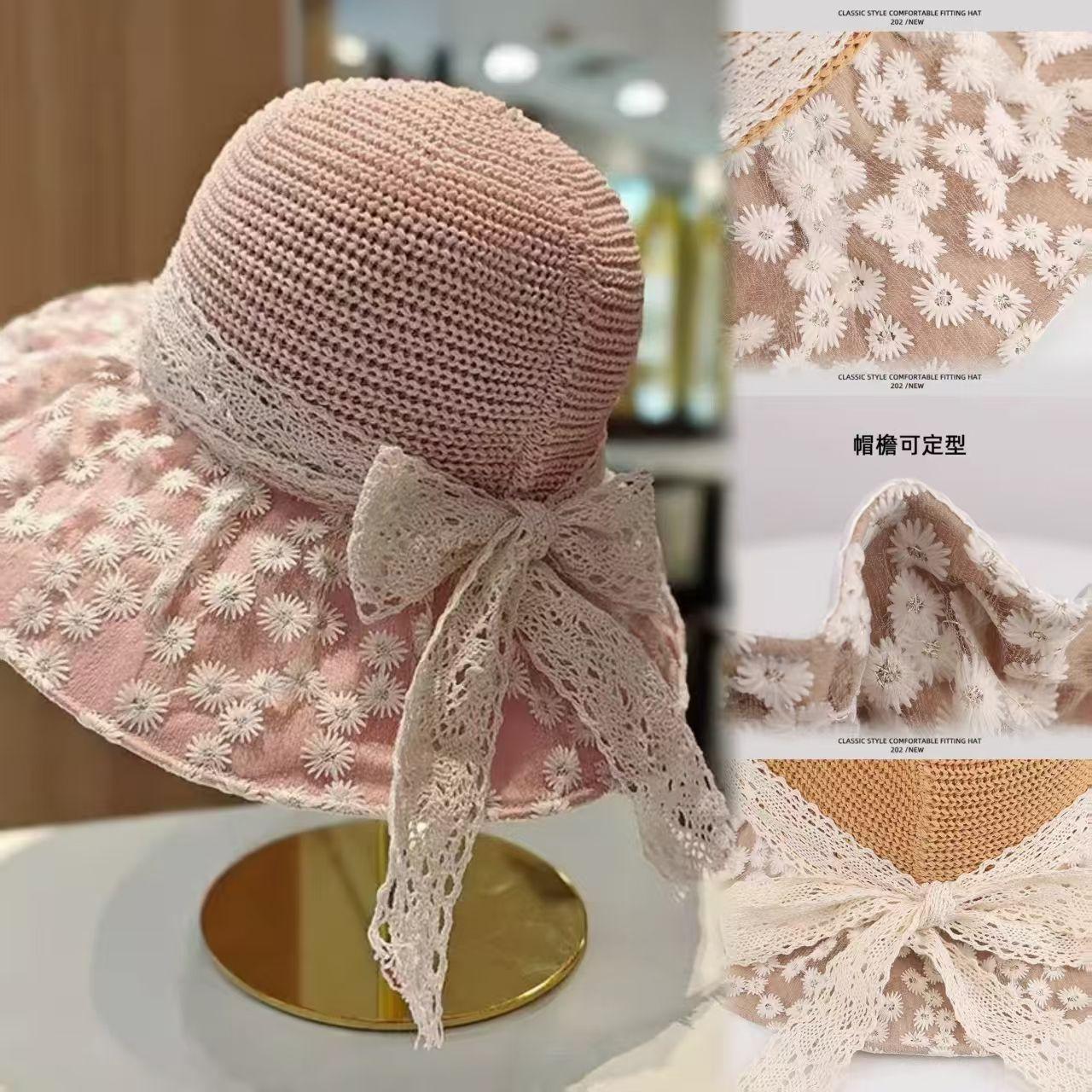 Соломенная шляпа с солнцезащитным козырьком для отдыха на море, женская модная широкополая кружевная шляпа с маргаритками, новая летняя повседневная шляпа для отдыха