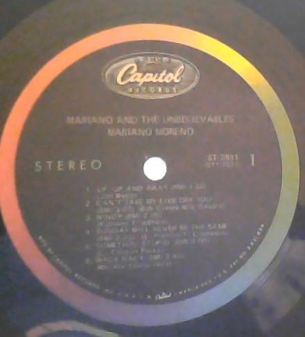 LP Record MARIANO MORENO & THE UNBELIEVABLES - Mariano And The Unbelievables ST2831 Capitol Records 1967 US Rock Used
LP Record MARIANO MORENO & THE UNBELIEVABLES - Mariano And The Unbelievables ST2831 Capitol Records 1967 US Rock Used