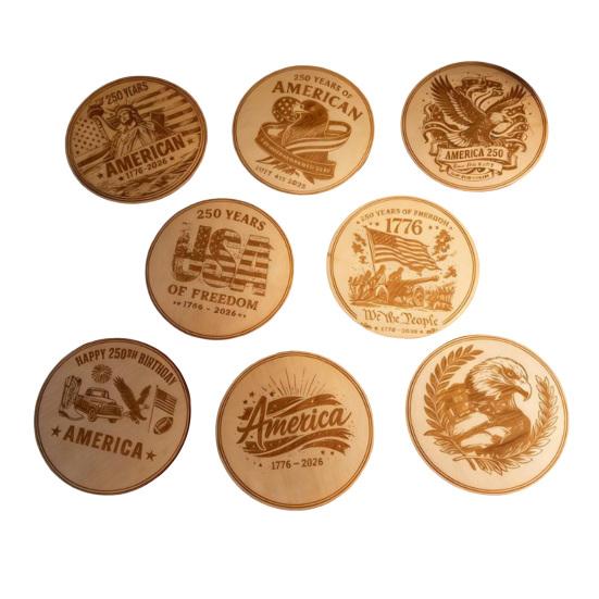 8Pcs USA Independence Day Coasters Set Natural Solid Wood 250th Anniversary Engraved Patriotic Coasters Heat-Resistant Mug Mats Retro Texture Home 8pcs
8Pcs USA Independence Day Coasters Set Natural Solid Wood 250th Anniversary Engraved Patriotic Coasters Heat-Resistant Mug Mats Retro Texture Home 8pcs