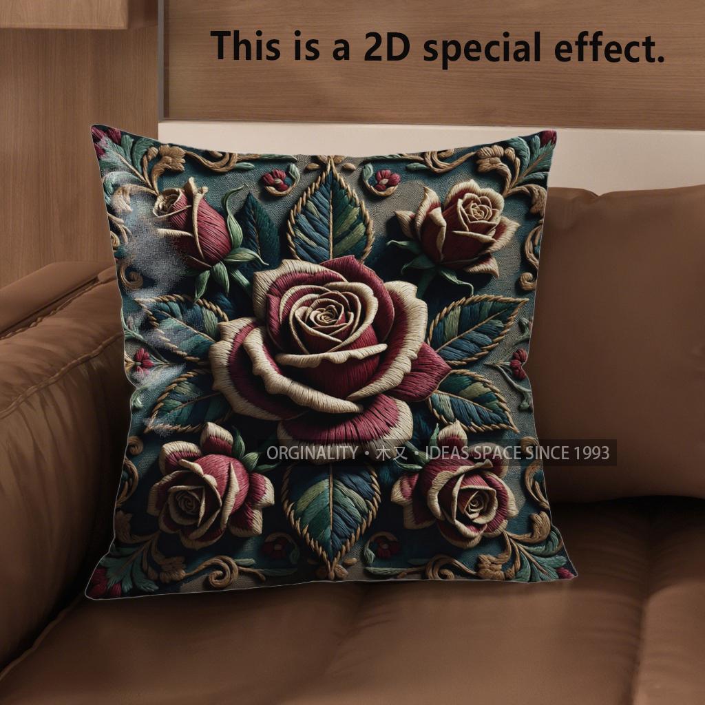 2D Vintage Embroidered Rose Throw Pillow Covers** Pattern Cushion Cover Suitable For Sofa Bedroom Car Pillow Cover 40x40cm
2D Vintage Embroidered Rose Throw Pillow Covers** Pattern Cushion Cover Suitable For Sofa Bedroom Car Pillow Cover 40x40cm