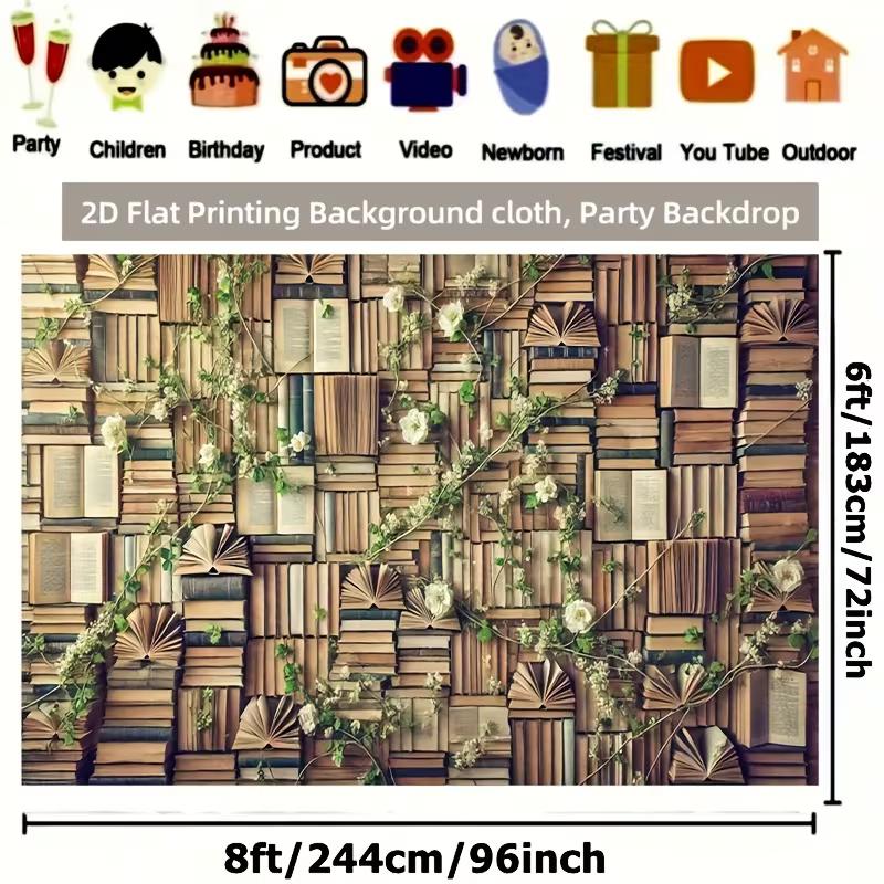 2D Flat Floral Book Banner, Rustic Library Wall with Flowers for Newborn and Children Shoots 47.2x31.5inch/120*80cm
2D Flat Floral Book Banner, Rustic Library Wall with Flowers for Newborn and Children Shoots 47.2x31.5inch/120*80cm