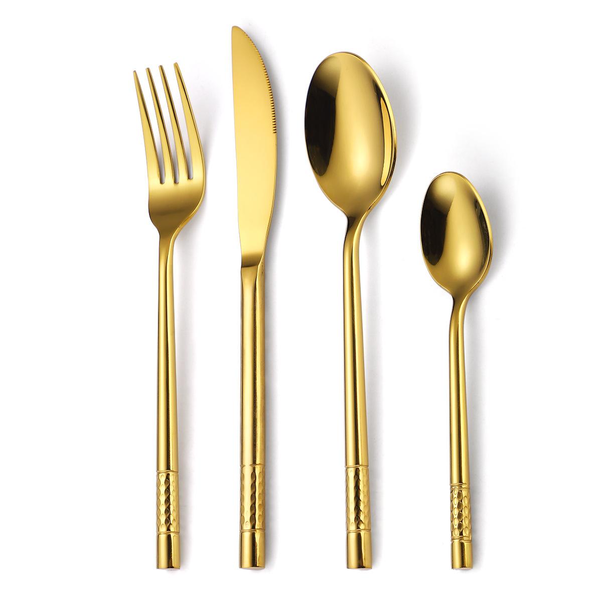 430 Stainless Steel Thickened Hammer Point Round Handle Tableware 4-piece Set Western Food Steak Knife Fork Spoon YSH-5-4PS срібний
430 Stainless Steel Thickened Hammer Point Round Handle Tableware 4-piece Set Western Food Steak Knife Fork Spoon YSH-5-4PS срібний