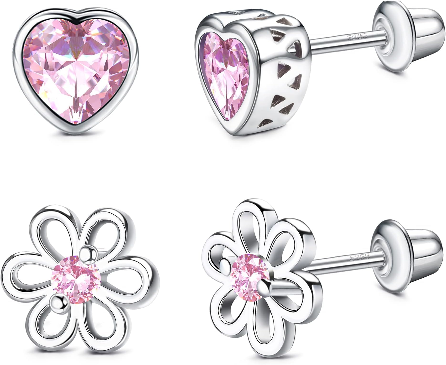 2 Pairs of Silver 925 Screw Back Earring Stud Tragus Cartilage Piercing Center Flower CZ Screw for Women Jewelry
2 Pairs of Silver 925 Screw Back Earring Stud Tragus Cartilage Piercing Center Flower CZ Screw for Women Jewelry