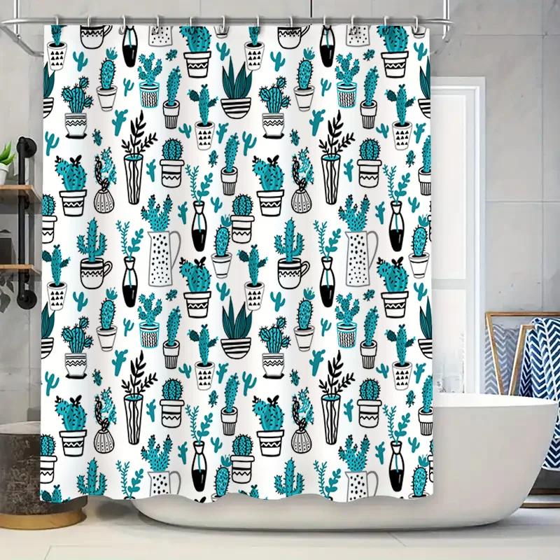 Blue Cactus Shower Curtain White Fabric Decoration For Bathroom Waterproof Rainproof Easy Installation Pattern Decorations W60H190(CM)-1 Pcs
Blue Cactus Shower Curtain White Fabric Decoration For Bathroom Waterproof Rainproof Easy Installation Pattern Decorations W60H190(CM)-1 Pcs